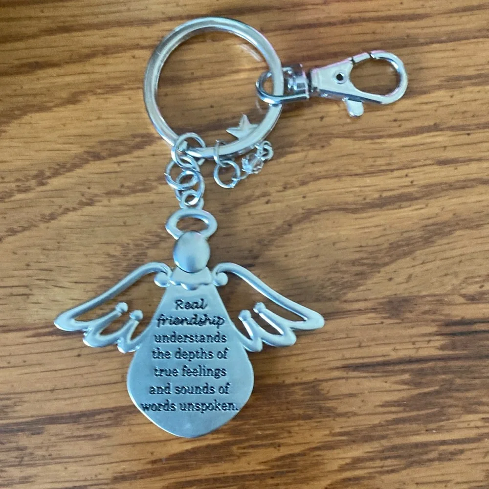 Green and Silver Angel friendship  Keyring - Picture 2 of 3